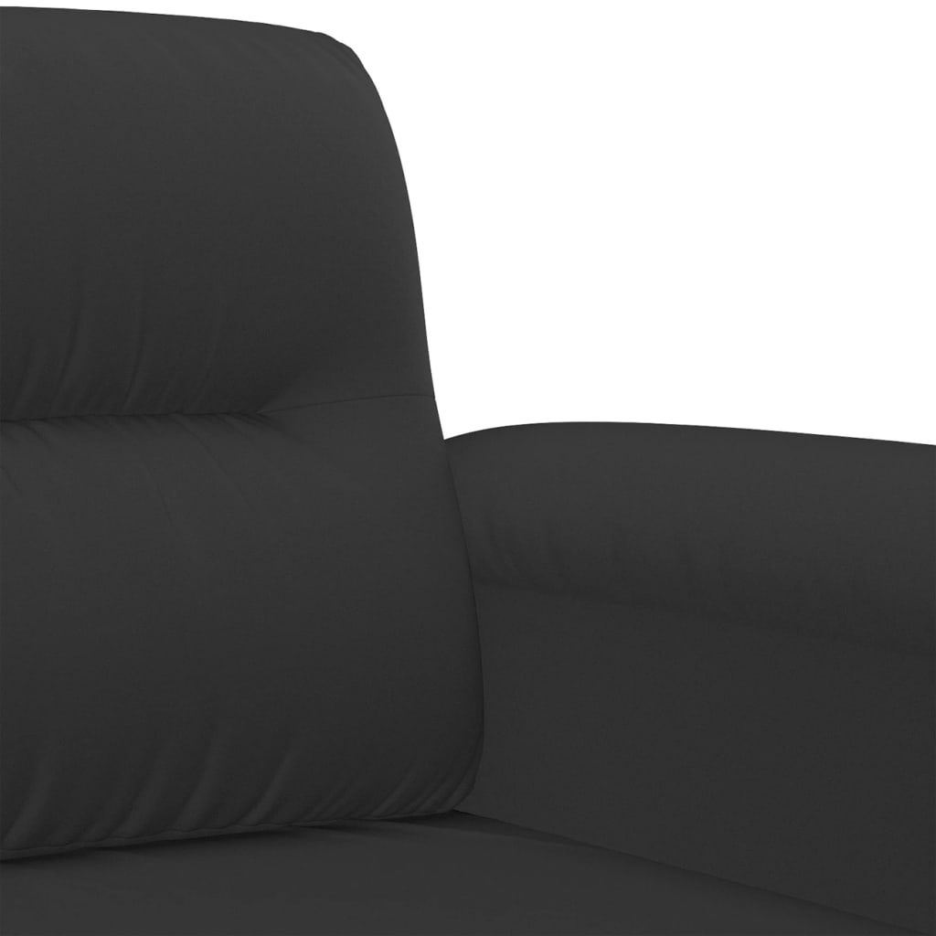 vidaXL 3-tlg. Sofagarnitur mit Kissen Schwarz Mikrofasergewebe