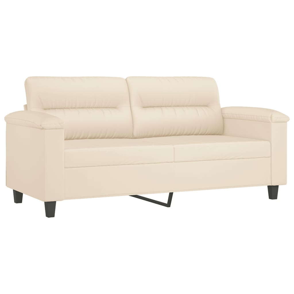 vidaXL 3-tlg. Sofagarnitur mit Kissen Beige Mikrofasergewebe