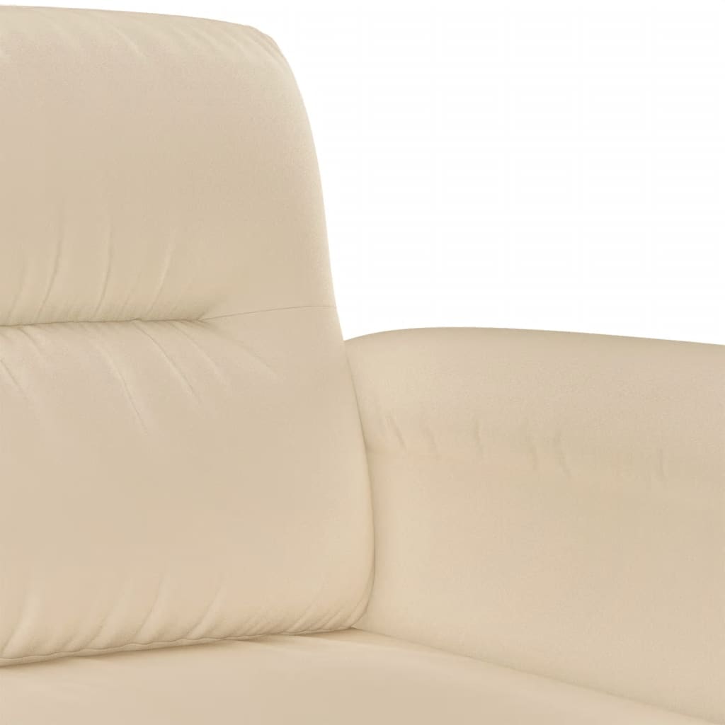 vidaXL 3-tlg. Sofagarnitur mit Kissen Creme Mikrofasergewebe