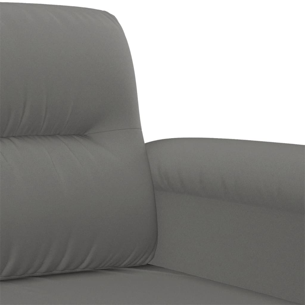 vidaXL 3-tlg. Sofagarnitur mit Kissen Dunkelgrau Mikrofasergewebe