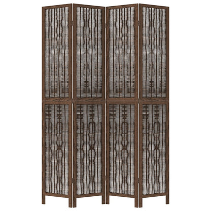 vidaXL Séparateur de pièce 4 panneaux Marron foncé Bois de paulownia massif