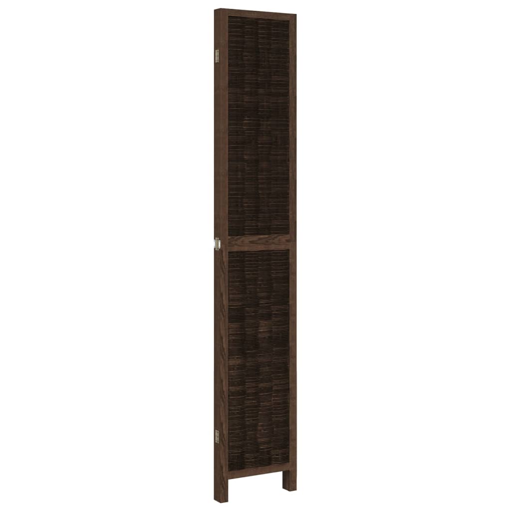vidaXL Séparateur de pièce 4 panneaux Marron foncé Bois de paulownia massif