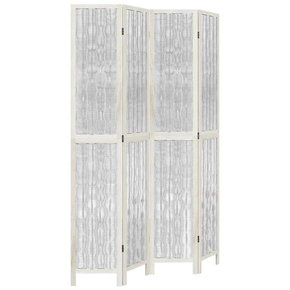 vidaXL 4-tlg. Raumteiler Weiß Massivholz Paulownia