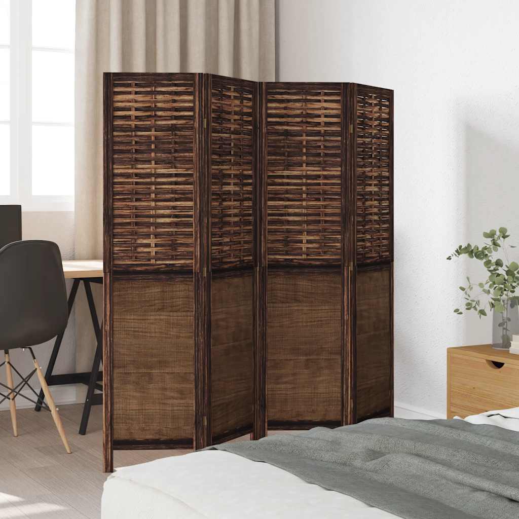 vidaXL 4-tlg. Raumteiler Dunkelbraun Massivholz Paulownia