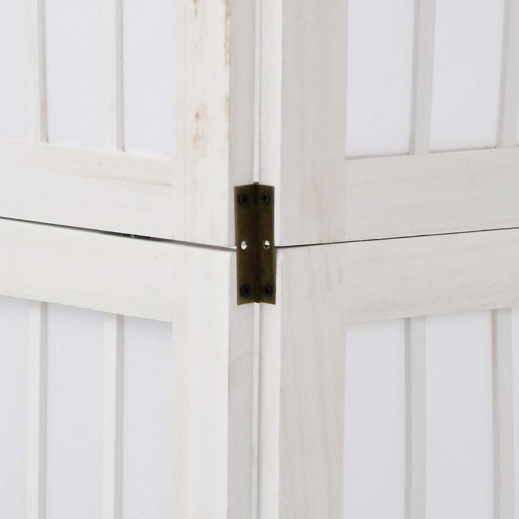 4-tlg. Raumteiler Weiß Massivholz Paulownia