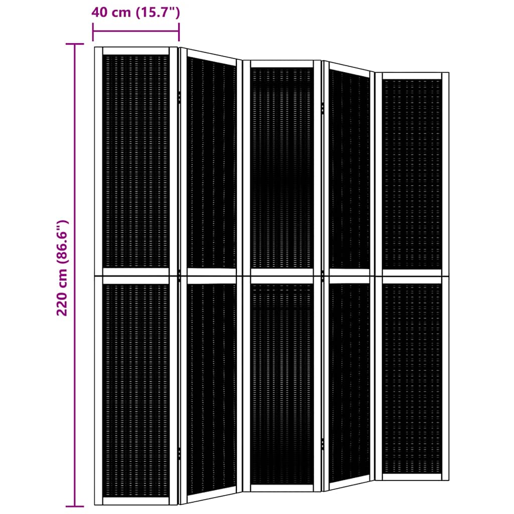 5-tlg. Raumteiler Braun Massivholz Paulownia
