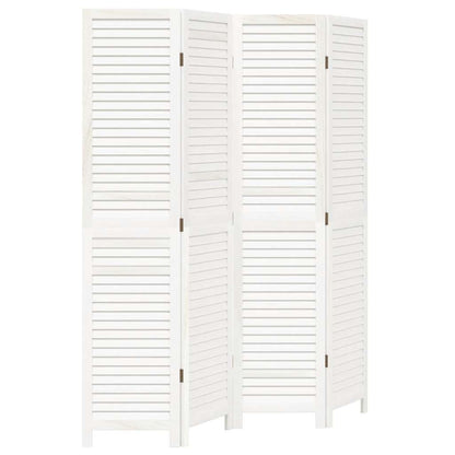 4-tlg. Raumteiler Weiß Massivholz Paulownia