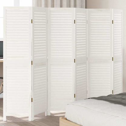 6-tlg. Raumteiler Weiß Massivholz Paulownia