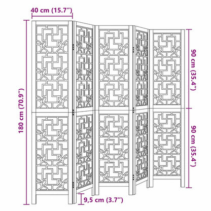 5-tlg. Raumteiler Braun Massivholz Paulownia