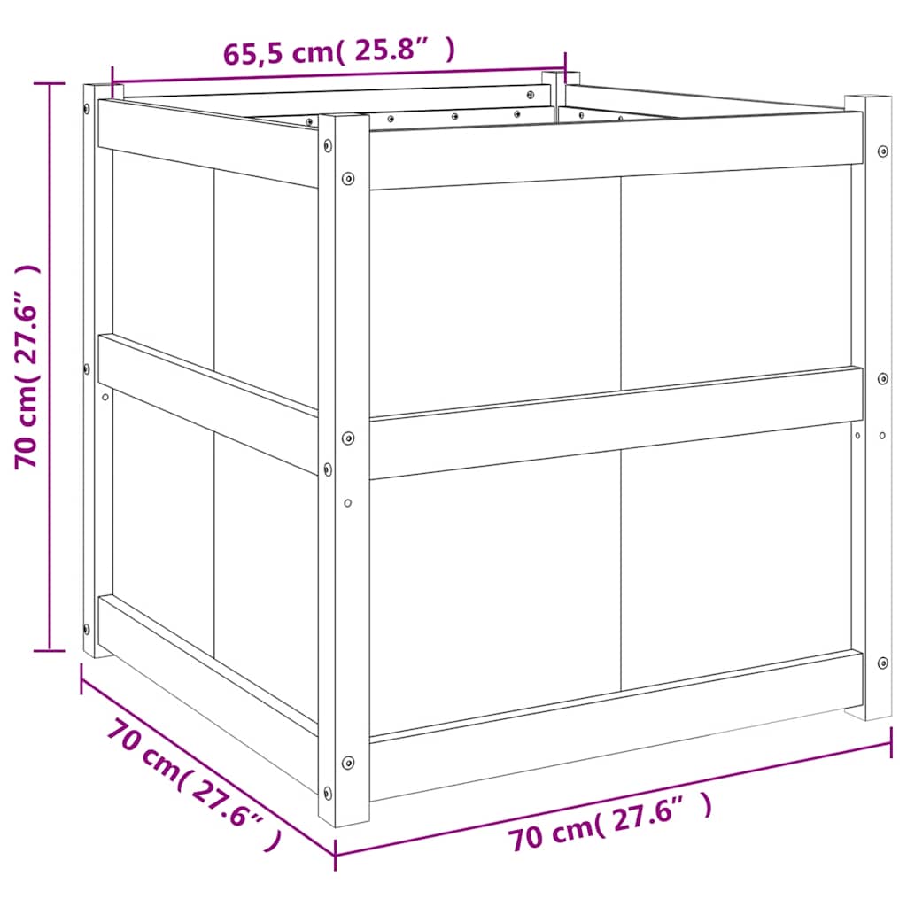 vidaXL Pflanzkübel Weiß 70x70x70 cm Massivholz Kiefer