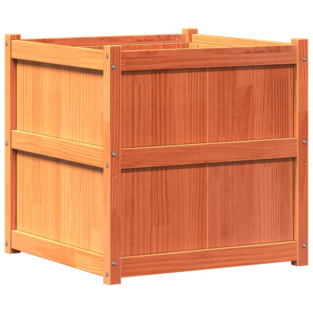 vidaXL Pflanzkübel Wachsbraun 70x70x70 cm Massivholz Kiefer