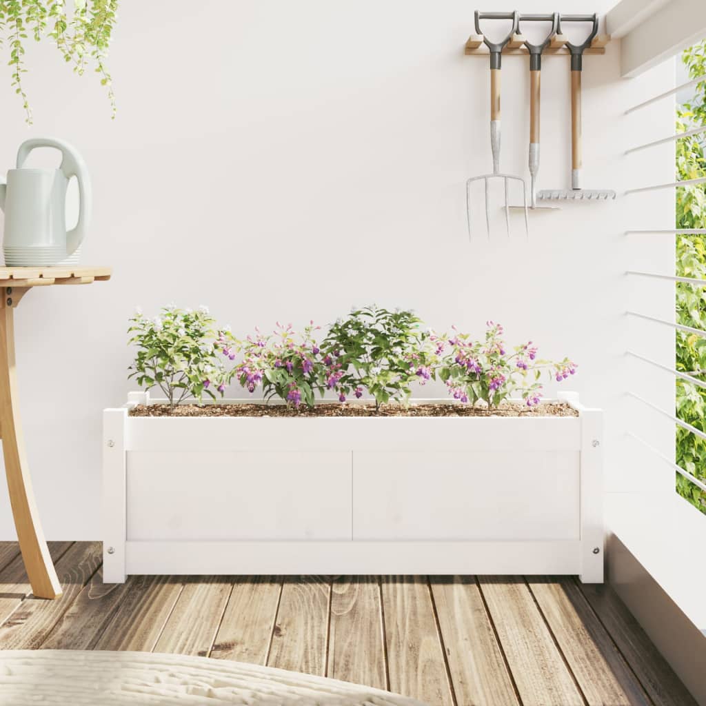 vidaXL Pflanzkübel Weiß 90x31x31 cm Massivholz Kiefer