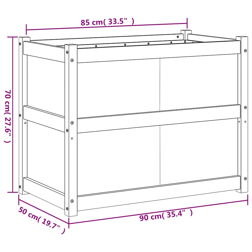 vidaXL Pflanzkübel Wachsbraun 90x50x70 cm Massivholz Kiefer