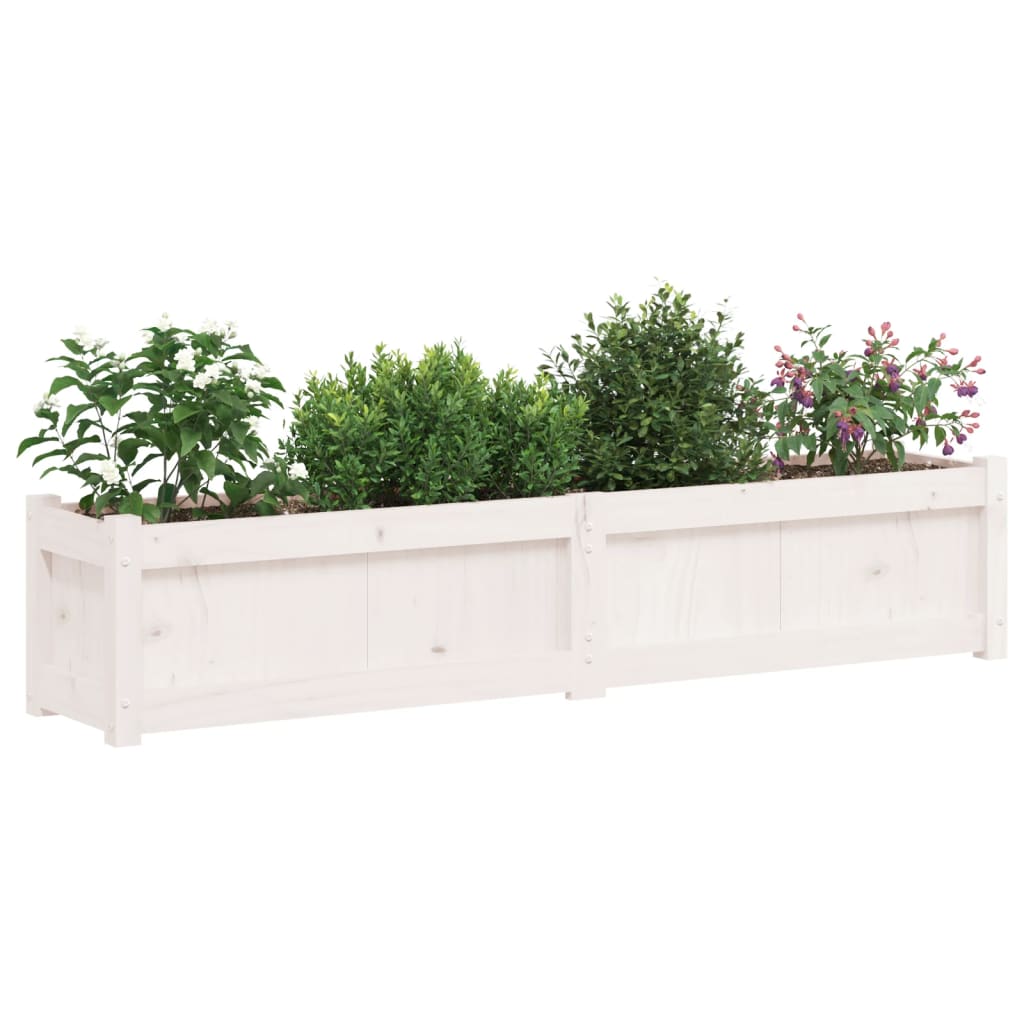 vidaXL Pflanzkübel Weiß 150x31x31 cm Massivholz Kiefer