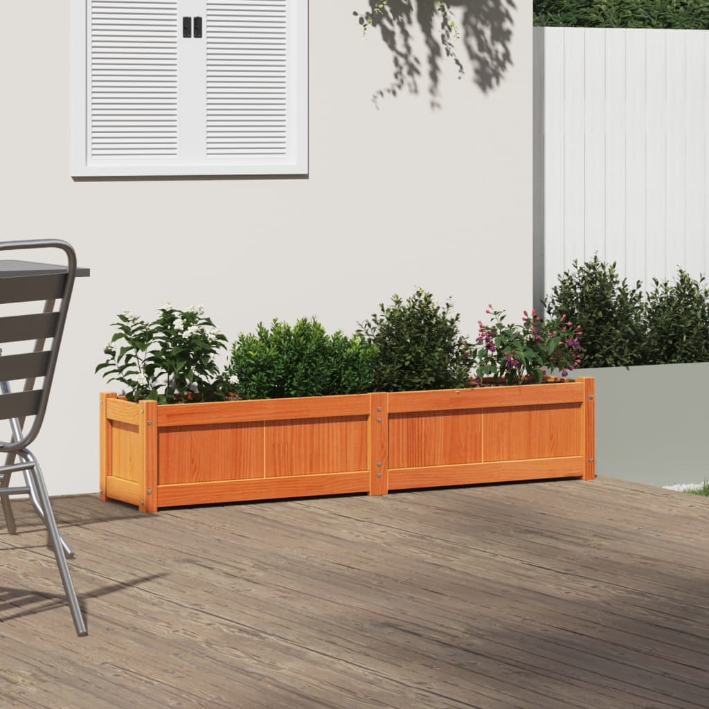 vidaXL Pflanzkübel Wachsbraun 150x31x31 cm Massivholz Kiefer