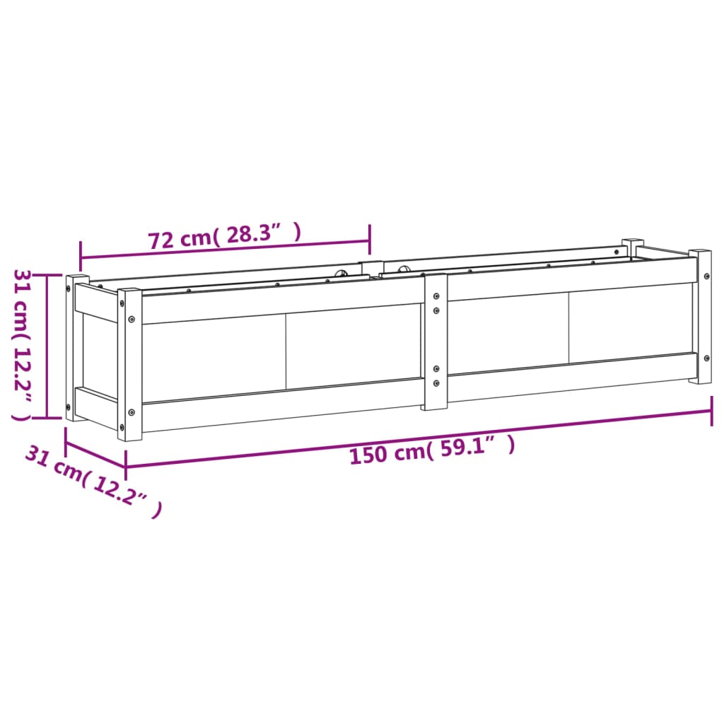 vidaXL Pflanzkübel Wachsbraun 150x31x31 cm Massivholz Kiefer