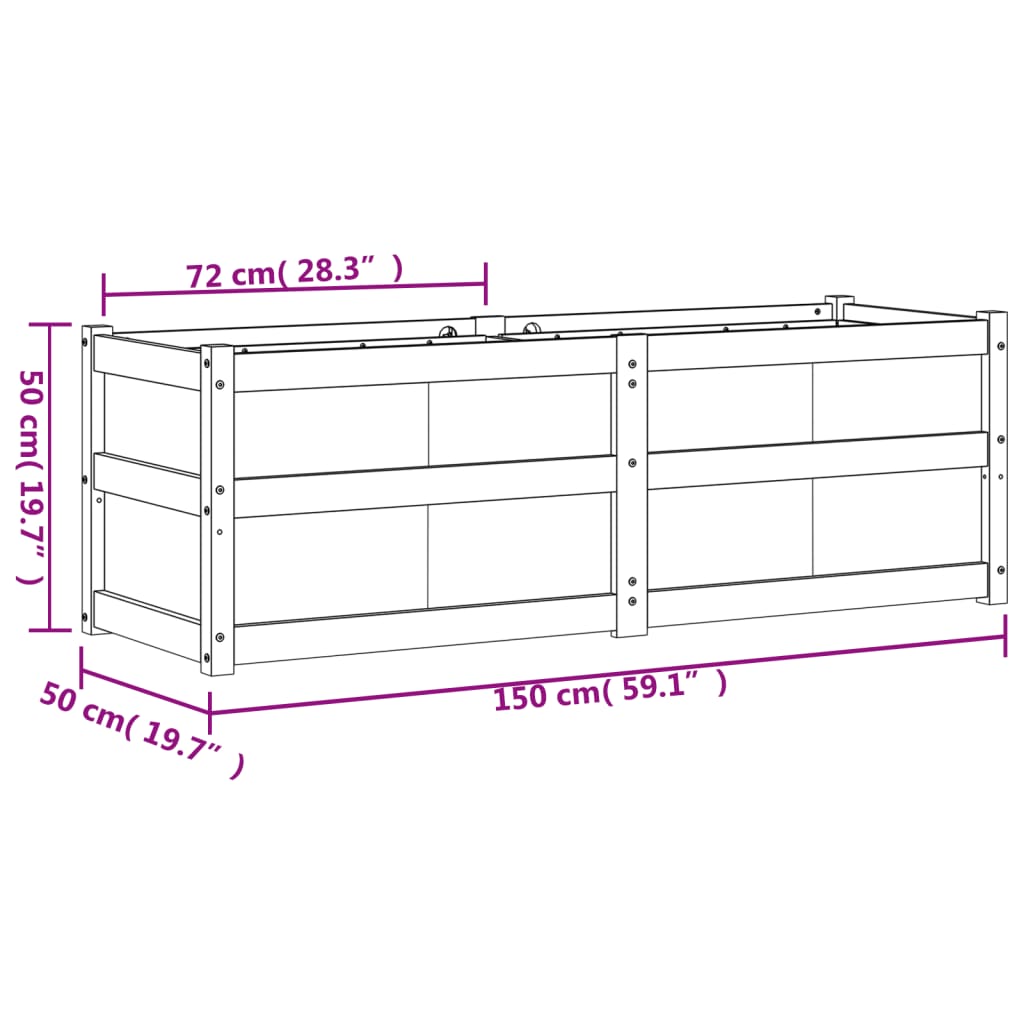 vidaXL Pflanzkübel Wachsbraun 150x50x50 cm Massivholz Kiefer