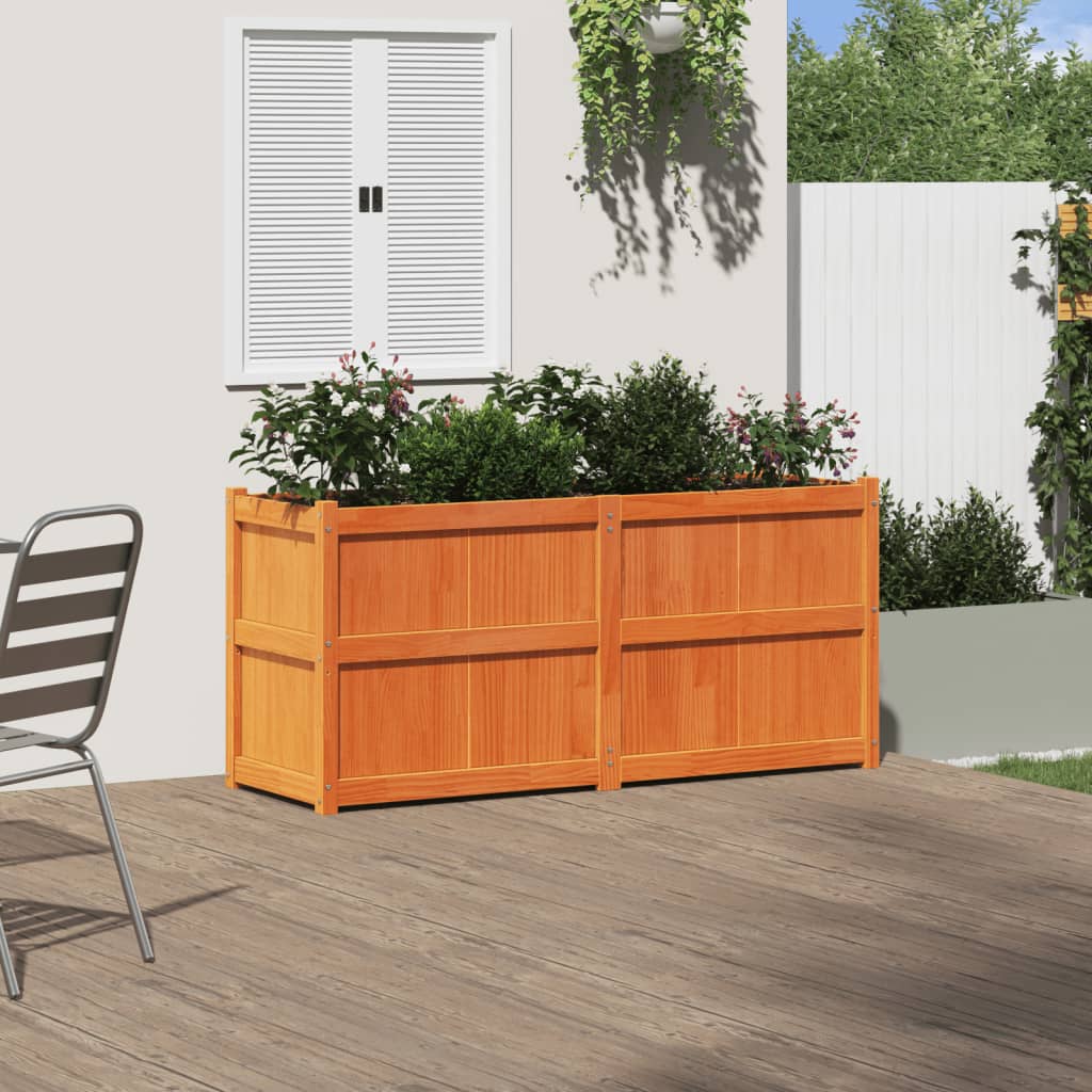 vidaXL Pflanzkübel Wachsbraun 150x50x70 cm Massivholz Kiefer