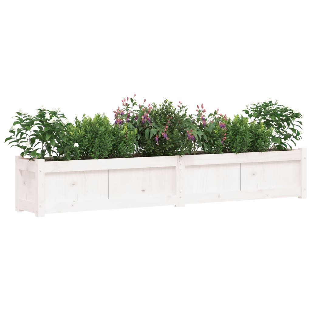 vidaXL Pflanzkübel Weiß 180x31x31 cm Massivholz Kiefer