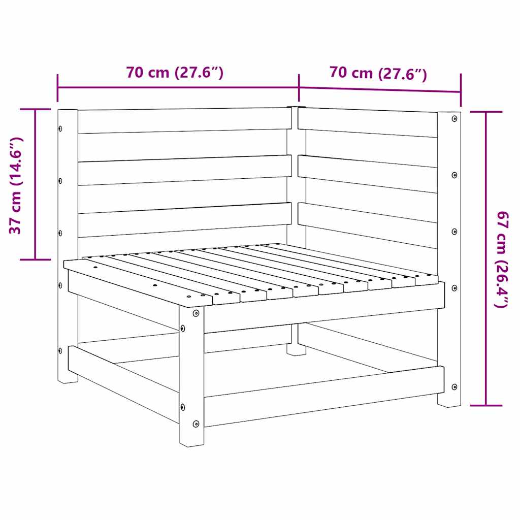 vidaXL Garten-Ecksofa Wachsbraun 70x70x67 cm Massivholz Kiefer