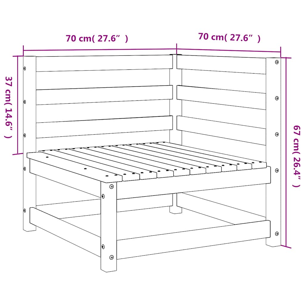 vidaXL Canapés d'angle de jardin 2 pcs 70x70x67 cm Bois de pin massif