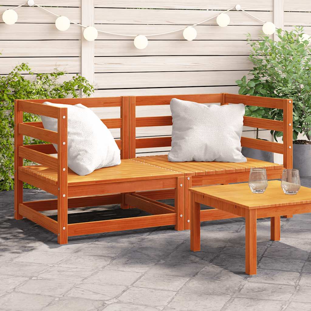 vidaXL Canapés d'angle de jardin 2 pcs Marron ciré 70x70x67 cm Bois de pin massif