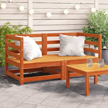 vidaXL Canapés d'angle de jardin 2 pcs Marron ciré 70x70x67 cm Bois de pin massif