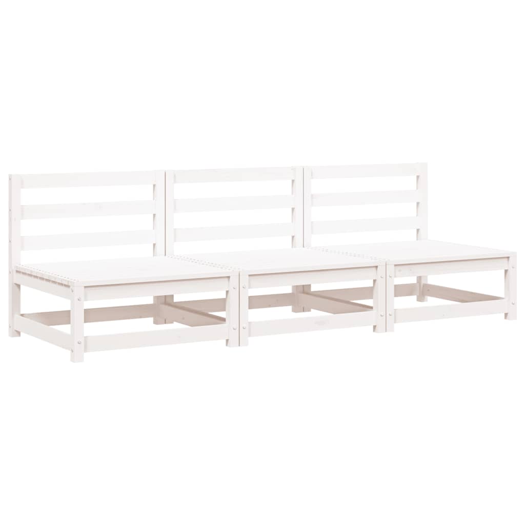 vidaXL Gartensofas ohne Armlehnen 3 Stk. Weiß 70x70x67 cm Kiefernholz