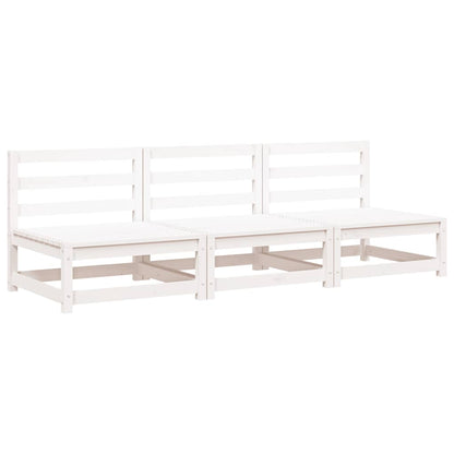 vidaXL Gartensofas ohne Armlehnen 3 Stk. Weiß 70x70x67 cm Kiefernholz