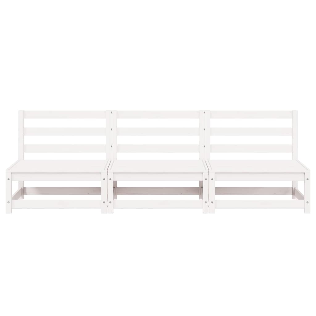 vidaXL Gartensofas ohne Armlehnen 3 Stk. Weiß 70x70x67 cm Kiefernholz