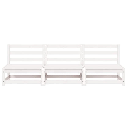 vidaXL Gartensofas ohne Armlehnen 3 Stk. Weiß 70x70x67 cm Kiefernholz