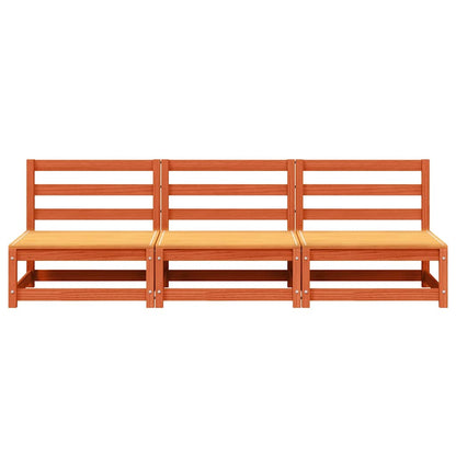 vidaXL Gartensofas ohne Armlehnen 3 Stk. Wachsbraun Massivholz Kiefer