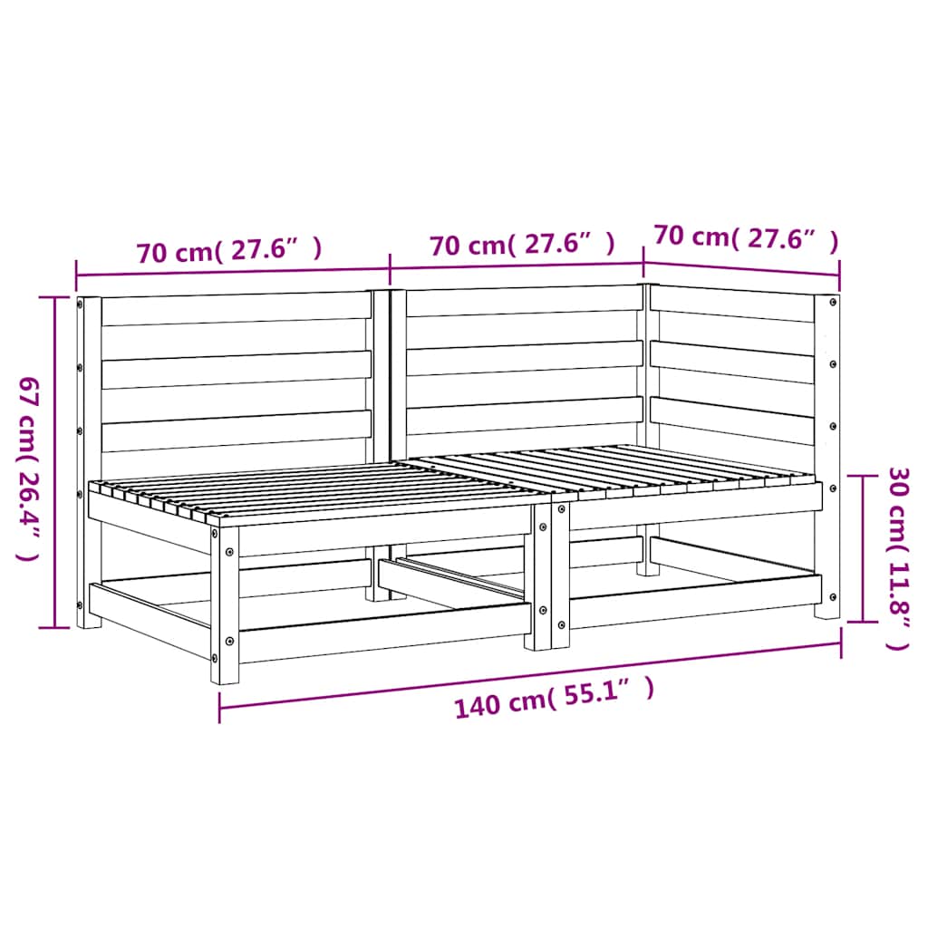 Gartensofa 2-Sitzer Massivholz Kiefer