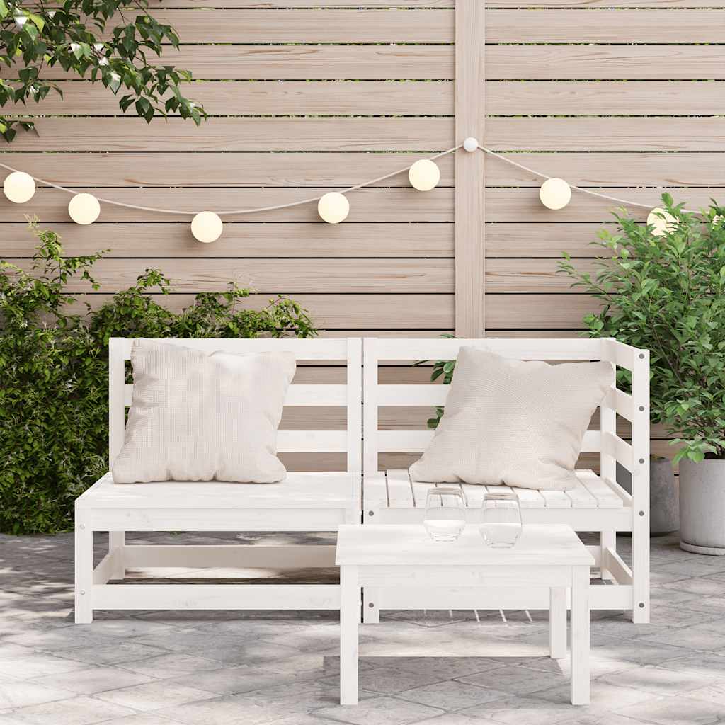 vidaXL Canapé de jardin 2 places Blanc Bois de pin massif