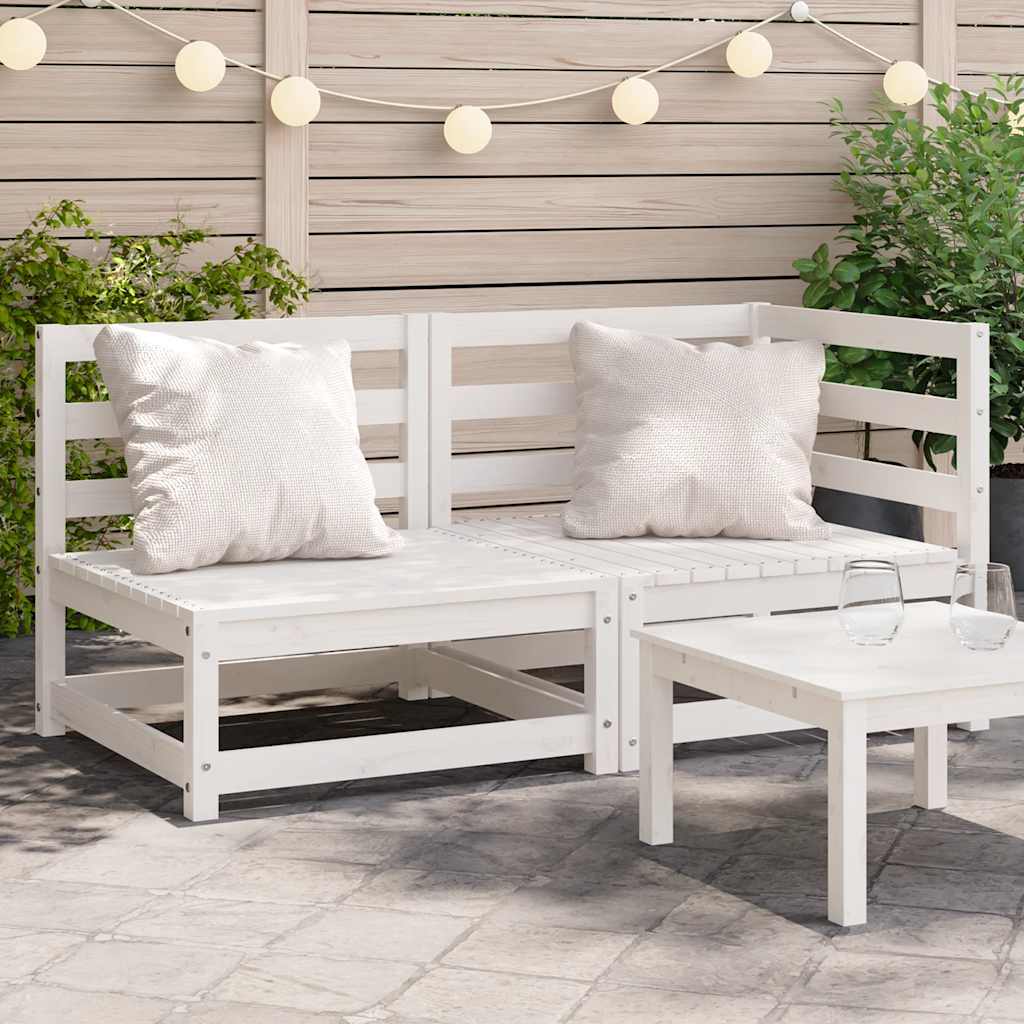 vidaXL Canapé de jardin 2 places Blanc Bois de pin massif