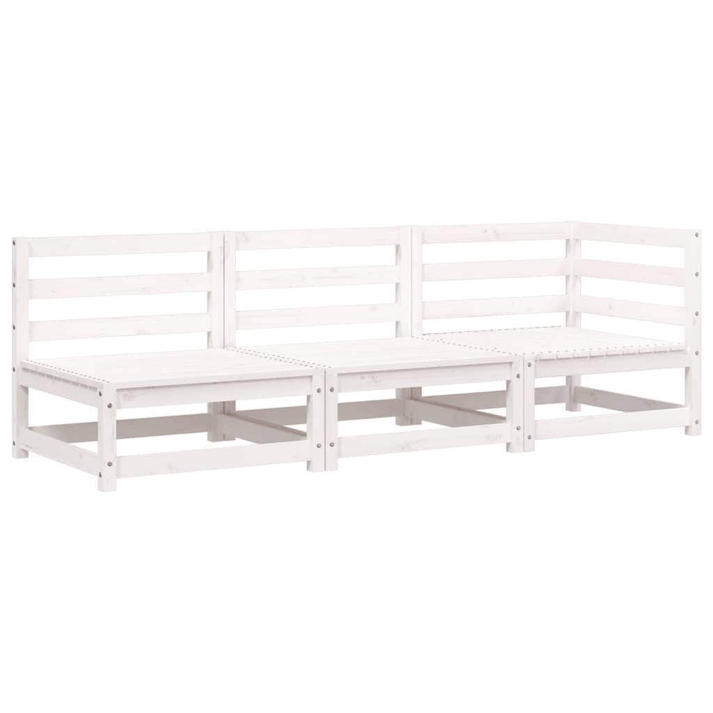 vidaXL Canapé de jardin 3 places blanc en pin massif
