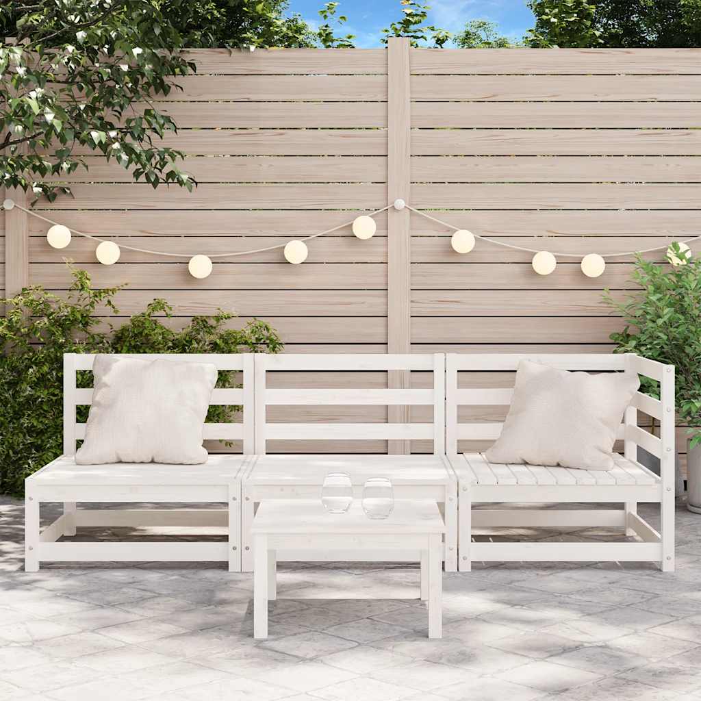 vidaXL Canapé de jardin 3 places blanc en pin massif