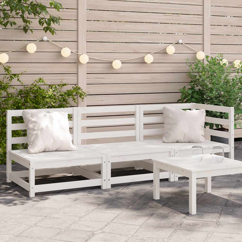 vidaXL Canapé de jardin 3 places blanc en pin massif