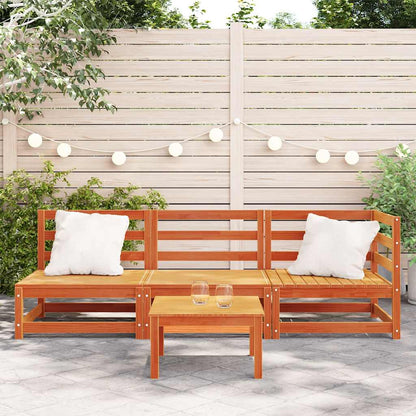 vidaXL Canapé de jardin 3 places bois de pin massif marron ciré