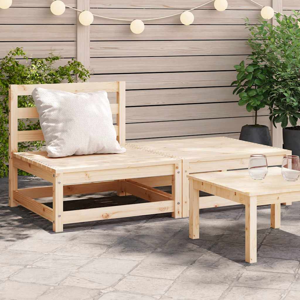 vidaXL Canapé de jardin sans accoudoirs avec pouf Bois de pin massif