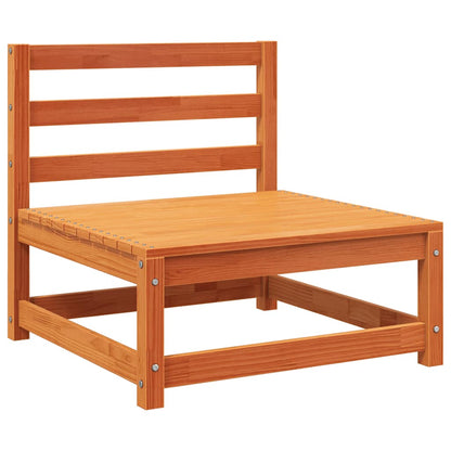 vidaXL Canapé de jardin sans accoudoirs avec pouf marron ciré Bois de pin