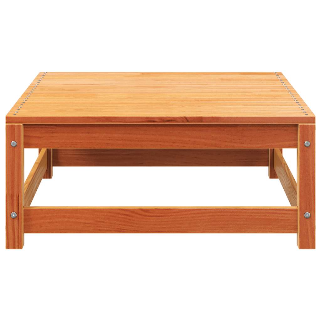 vidaXL Canapé de jardin sans accoudoirs avec pouf marron ciré Bois de pin