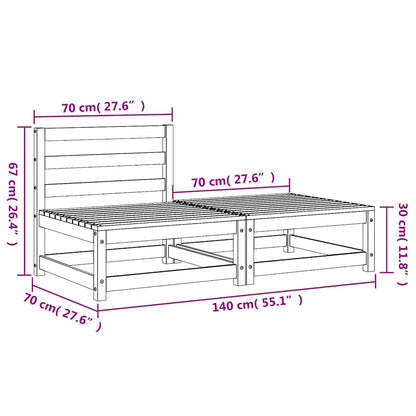 vidaXL Canapé de jardin sans accoudoirs avec pouf marron ciré Bois de pin