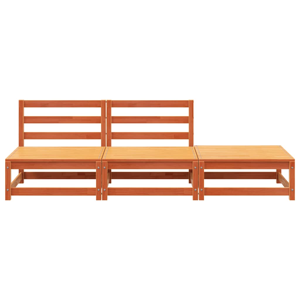 vidaXL Gartensofa ohne Armlehnen mit Fußhocker Wachsbraun Kiefernholz