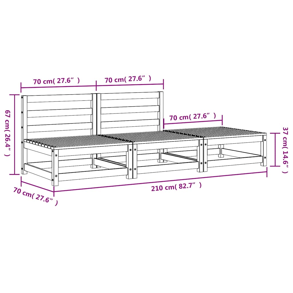 vidaXL Canapé de jardin sans accoudoirs avec pouf Bois de douglas massif