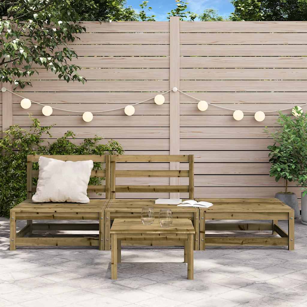 vidaXL Canapé de jardin sans accoudoirs avec pouf Bois de pin imprégné