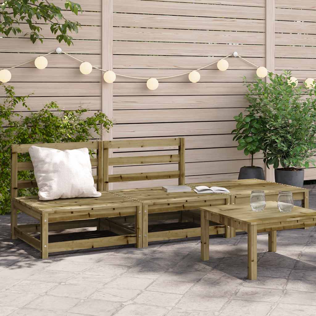 vidaXL Canapé de jardin sans accoudoirs avec pouf Bois de pin imprégné