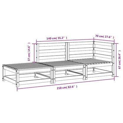 vidaXL Gartensofa mit Fußhocker 2-Sitzer Massivholz Kiefer