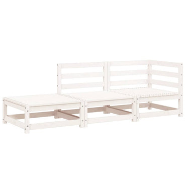 vidaXL Gartensofa mit Hocker 2-Sitzer Weiß Massivholz Kiefer