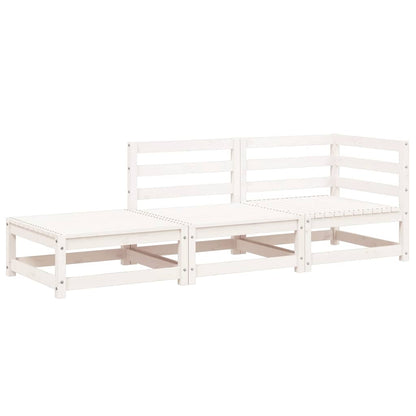 vidaXL Gartensofa mit Hocker 2-Sitzer Weiß Massivholz Kiefer
